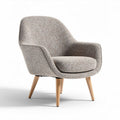 Fauteuil en tissu gris herringbone avec pieds en bois 80 x 75 x 80cm