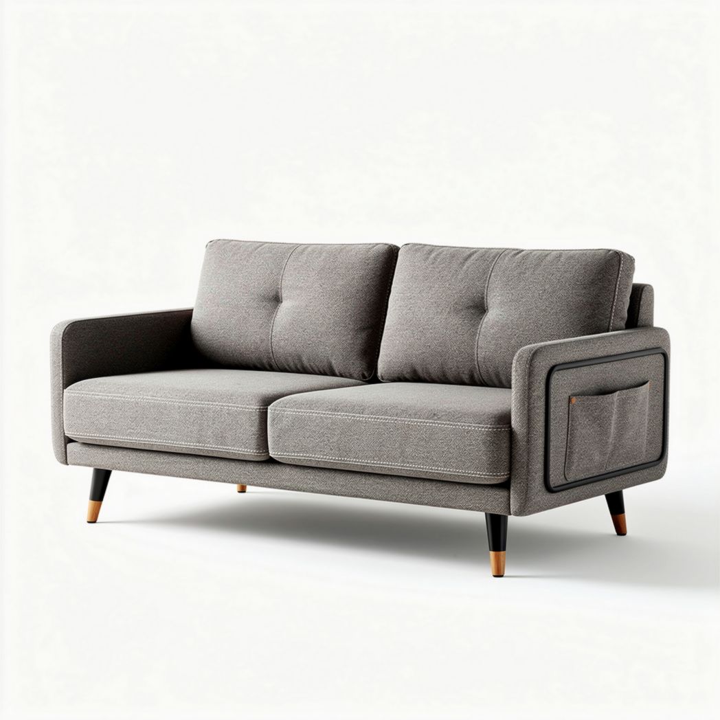 Canapé moderne gris en tissu résistante avec rangement 180 x 85 x 75cm