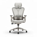 Chaise de bureau ergonomique en maille grise avec appuie-tête 48 x 60 x 110cm