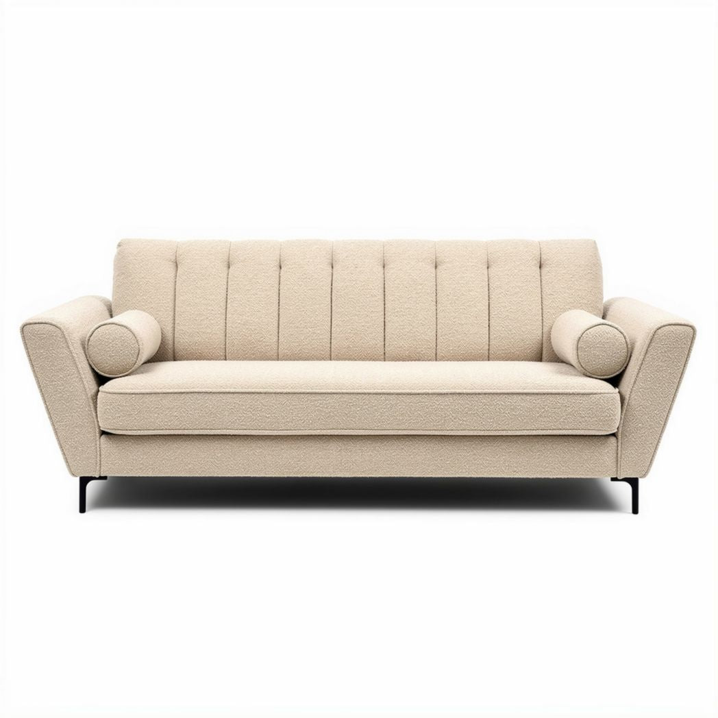 Canapé beige en tissu avec accoudoirs 180 x 85 x 70cm pour salon