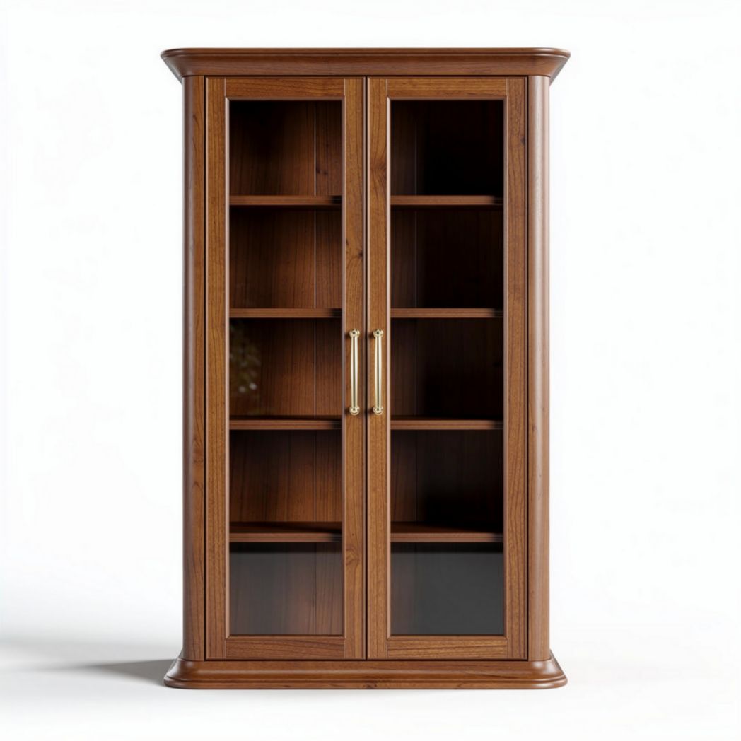 Armoire vitrée en bois foncé avec étagères de dimensions 90 x 40 x 180 cm