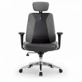 Chaise de bureau ergonomique en tissu gris avec appui-tête ajustable 62 x 62 x 120cm