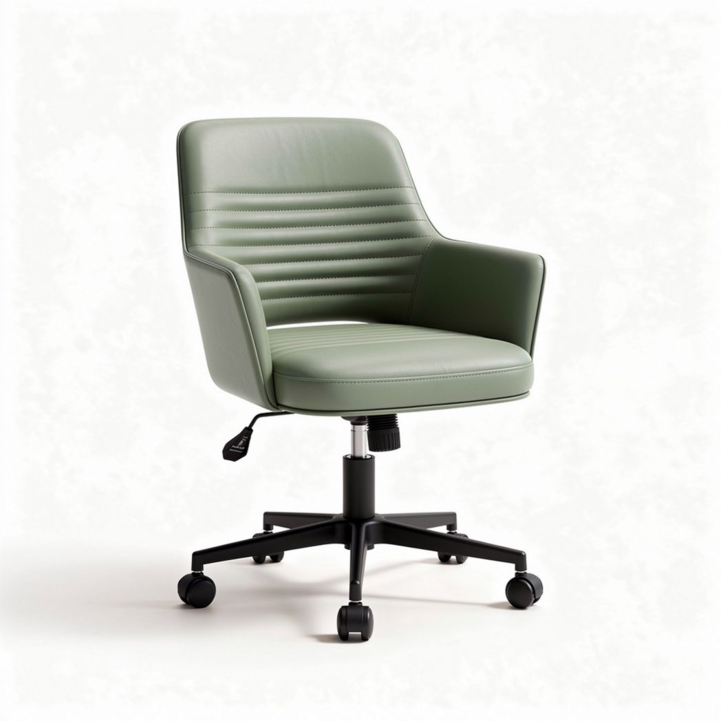 Chaise de bureau réglable en simili cuir vert 60 x 60 x 85cm