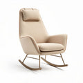 Fauteuil à bascule en tissu beige avec coussin 80 x 80 x 100cm