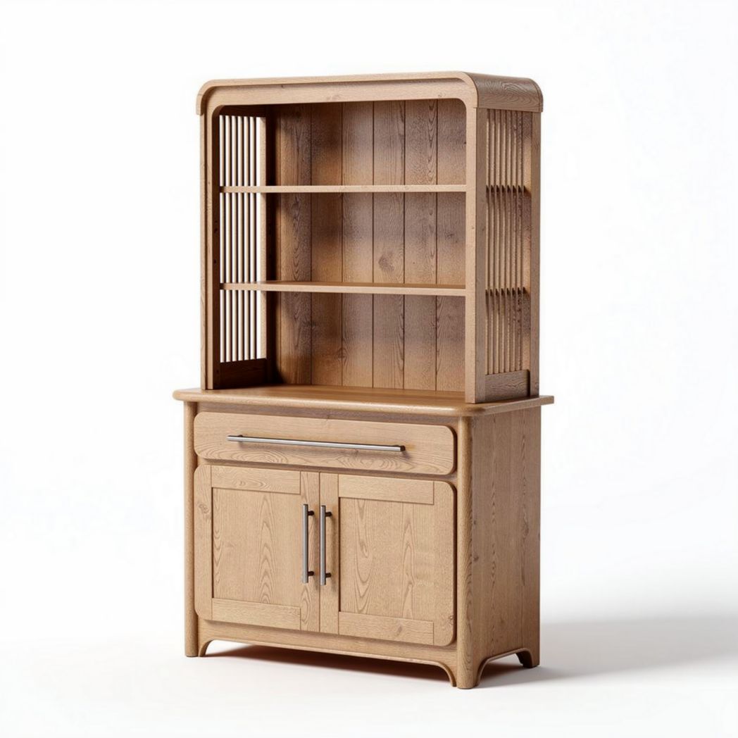 Buffet en bois naturel avec étagères et tiroir 120 x 60 x 180cm