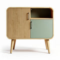 Meuble de rangement en bois avec porte verte et design moderne 90 x 45 x 75cm