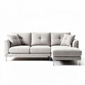 Canapé en tissu gris clair avec méridienne dimensions 220 x 90 x 85cm