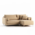 Canapé d'angle en tissu beige avec coussins 210 x 90 x 80cm