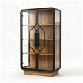 Vitrine en verre et bois finition chêne 80 x 40 x 180cm pour rangement décoratif